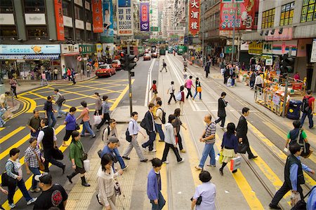 road sign china - Crowded crosswalk on Hong Kong street Stock Photo - Premium Royalty-Free, Code: 673-02140729