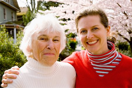 elderly friends - Close up portrait of mother with grown daughter Stock Photo - Premium Royalty-Free, Code: 673-02141046