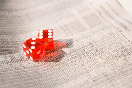 dice game picture - Close up of dice on stock market paper Stock Photo - Premium Royalty-Free, Code: 673-02141238