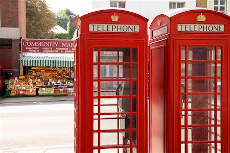 Red telephone booths, London, United Kingdom Foto de stock - Sin royalties Premium, Código: 673-02141816