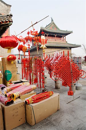 Chinese Lunar New Year decorations in market, Tianjin, China Stock Photo - Premium Royalty-Free, Code: 673-02142623