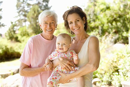 simsearch:673-02142904,k - Grand-mère et maman bébé holding Photographie de stock - Premium Libres de Droits, Code: 673-02142903
