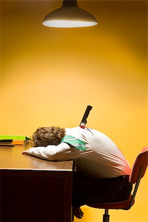 evidence photo corpse - Deceased man in office stabbed in the back Stock Photo - Premium Royalty-Free, Code: 673-02801397