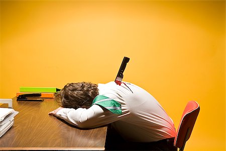 evidence photo corpse - Deceased man in office stabbed in the back Stock Photo - Premium Royalty-Free, Code: 673-02801398