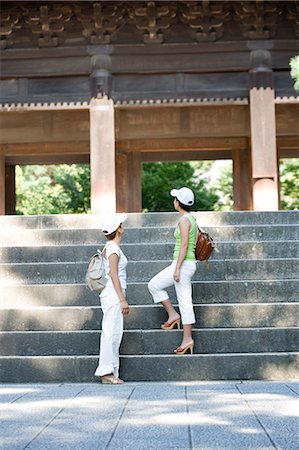 Two young women standing on steps at Nanzenji Temple, Kyoto, Japan Stock Photo - Premium Royalty-Free, Code: 685-02938728