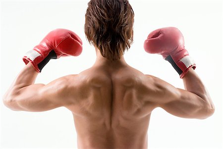 posing and back and one man - Rear view of boxer posing Stock Photo - Premium Royalty-Free, Code: 685-02941762
