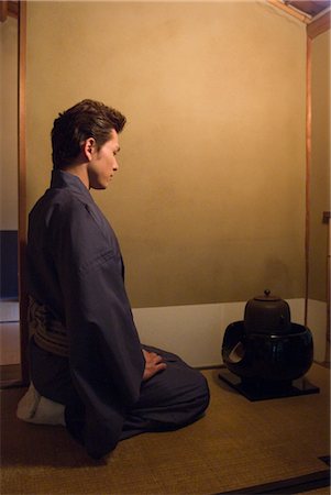 Young man in kimono having tea ceremony Stock Photo - Premium Royalty-Free, Code: 685-03082601