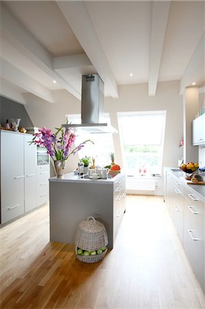 Modern kitchen with kitchen island Foto de stock - Sin royalties Premium, Código: 689-05610604