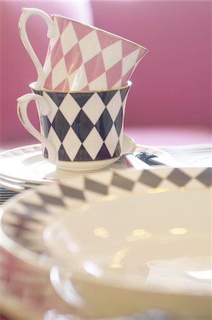 porcelain cup - Coffee cups and plate Foto de stock - Sin royalties Premium, Código: 689-05610855