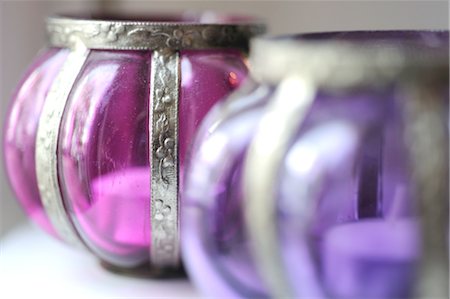 purple objects - Two tealight holders Stock Photo - Premium Royalty-Free, Code: 689-05611248