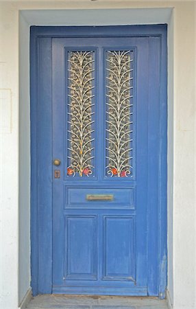Blue front door Foto de stock - Sin royalties Premium, Código: 689-05611690