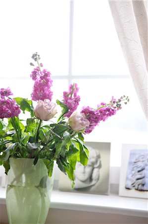 Bouquet de fleurs à la fenêtre Photographie de stock - Premium Libres de Droits, Code: 689-05612415
