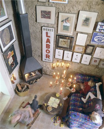 Living room in traditional stone house Foto de stock - Sin royalties Premium, Código: 689-05612681