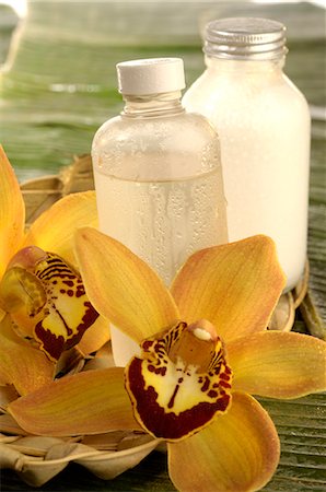 spa decoration - Facial toner with orchid blossom Stock Photo - Premium Royalty-Free, Code: 689-03124394