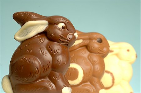easter chocolate - Three chocolate easter bunnies Stock Photo - Premium Royalty-Free, Code: 689-03124704