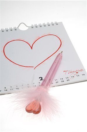painted heart images - Valentine's Day: Heart painted on a calendar Stock Photo - Premium Royalty-Free, Code: 689-03127777