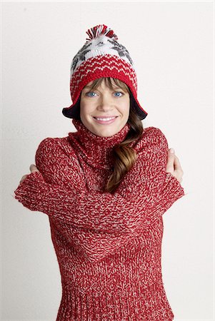 red scarf woman - young woman in wintertime Stock Photo - Premium Royalty-Free, Code: 689-03129773