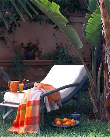 deckchair garden - Détente dans un jardin de palmiers Photographie de stock - Premium Libres de Droits, Code: 689-03123740