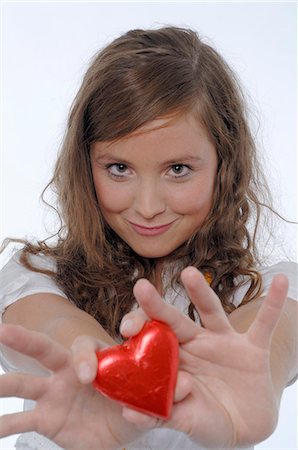 Girl with chocolate heart Foto de stock - Sin royalties Premium, Código: 689-03130851