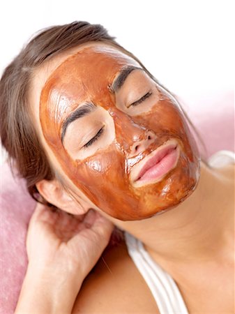 rare - Brunette woman with a chocolate mask Foto de stock - Sin royalties Premium, Código: 689-03733004