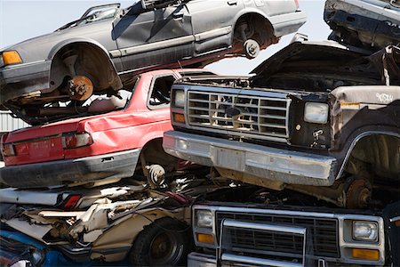 Stacked cars in junkyard Stock Photo - Premium Royalty-Free, Code: 694-03328702