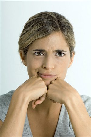 displease - Woman making face, portrait Stock Photo - Premium Royalty-Free, Code: 695-05766900