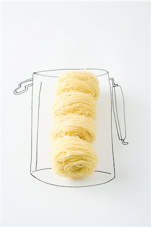 Dried noodles in drawing of canister Foto de stock - Royalty Free Premium, Número: 695-05768975