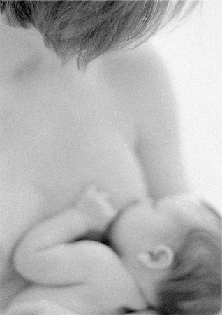 Infant breastfeeding, b&w Stock Photo - Premium Royalty-Free, Code: 695-05774625