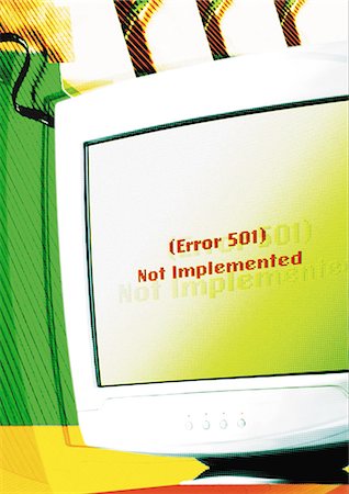 screen message - Computer, "Not Implemented" message on screen, digital composite. Stock Photo - Premium Royalty-Free, Code: 695-05775048