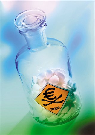 simsearch:695-03386045,k - Euro sign on poison bottle. Stock Photo - Premium Royalty-Free, Code: 695-05775232