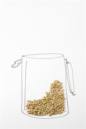 Lentils on drawing of canister Foto de stock - Sin royalties Premium, Código: 695-05779501