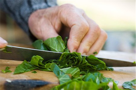 slicing vegetables - Chopping chard greens Stock Photo - Premium Royalty-Free, Code: 695-05780091