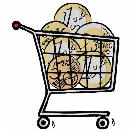 simsearch:695-03386967,k - Shopping cart full of Euro coins Stock Photo - Premium Royalty-Free, Code: 695-05780264