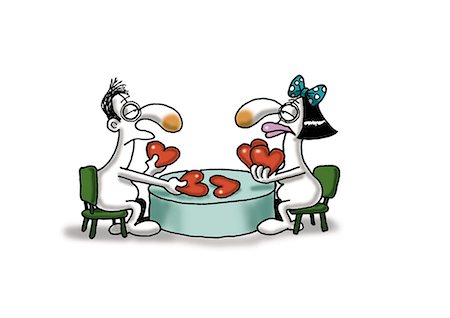 simsearch:695-05780354,k - Couple playing cards with hearts Stock Photo - Premium Royalty-Free, Code: 695-05780357