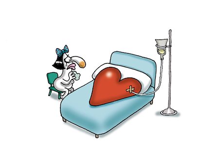 sventura - Heart lying in hospital bed as woman looks on Fotografie stock - Premium Royalty-Free, Codice: 695-05780360