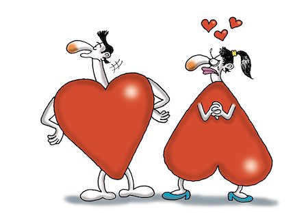 simsearch:695-05780354,k - Heart-shaped woman snubbed by heart-shaped man Stock Photo - Premium Royalty-Free, Code: 695-05780392