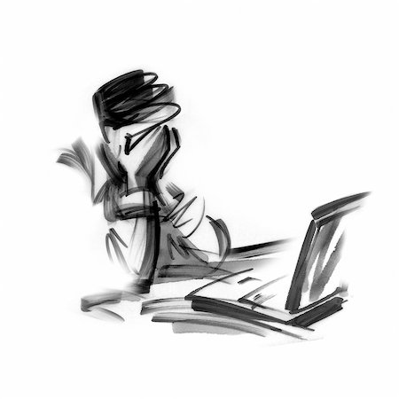 simsearch:695-05772228,k - Man using laptop, covering face Stock Photo - Premium Royalty-Free, Code: 695-05780645