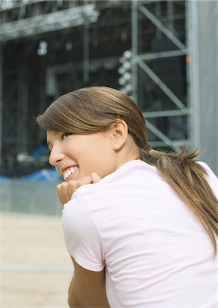ponytail closeup back - Teenage girl looking over shoulder Stock Photo - Premium Royalty-Free, Code: 695-03374419