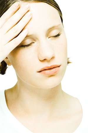 simsearch:695-03390132,k - Teenage girl rubbing forehead, eyes closed Foto de stock - Sin royalties Premium, Código: 695-03375602