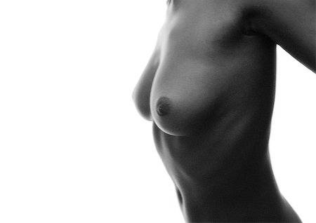 simsearch:695-03384001,k - Woman's bare chest, side view, B&W Stock Photo - Premium Royalty-Free, Code: 695-03384004