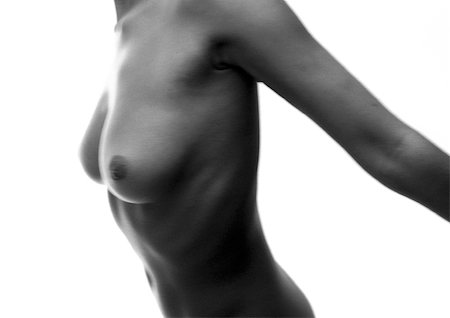 simsearch:695-03384001,k - Woman's bare chest with arms back, side view, B&W Stock Photo - Premium Royalty-Free, Code: 695-03384005
