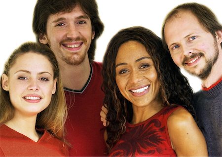 simsearch:695-03374588,k - Four people smiling, portrait Stock Photo - Premium Royalty-Free, Code: 695-03384820