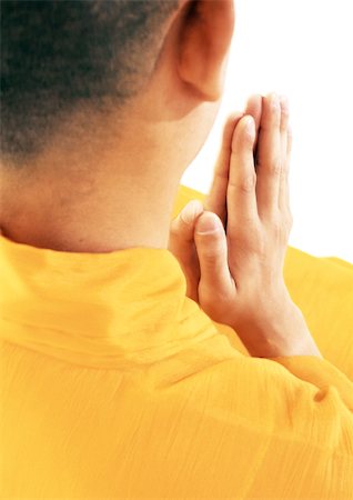 simsearch:695-03385803,k - Buddhist monk meditating, rear view, close-up Stock Photo - Premium Royalty-Free, Code: 695-03385762