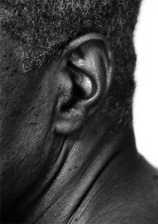 Senior man, close-up of ear, b&w. Stock Photo - Premium Royalty-Free, Code: 695-03385867