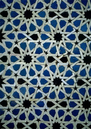 pattern blue black - Tile mosaic with star pattern, full frame Stock Photo - Premium Royalty-Free, Code: 695-03380811