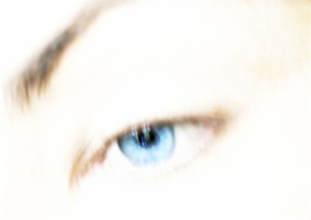 Woman's blue eye, frontal view, blurred. Stock Photo - Premium Royalty-Free, Code: 695-03383026