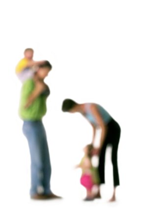 simsearch:695-05780562,k - Silhouette des parents avec deux enfants, sur fond blanc, défocalisés Photographie de stock - Premium Libres de Droits, Code: 695-03383818