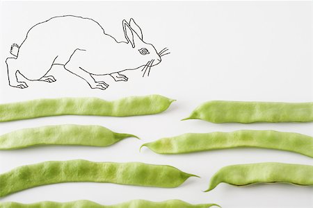 drawing vegetables - Rabbit walking on fresh pea pods Stock Photo - Premium Royalty-Free, Code: 695-03390174