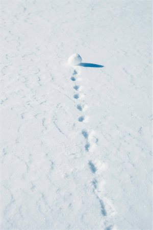 Boule de neige laissant le sentier qu'il roule dans la neige Photographie de stock - Premium Libres de Droits, Code: 695-03390601