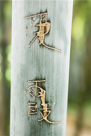 simsearch:696-03394525,k - Caractères chinois sculptés en bambou, gros plan Photographie de stock - Premium Libres de Droits, Code: 696-03394525